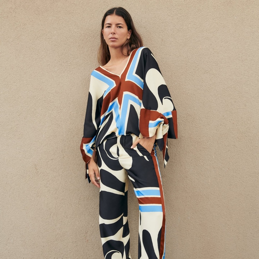 Printed Wide Leg Pants